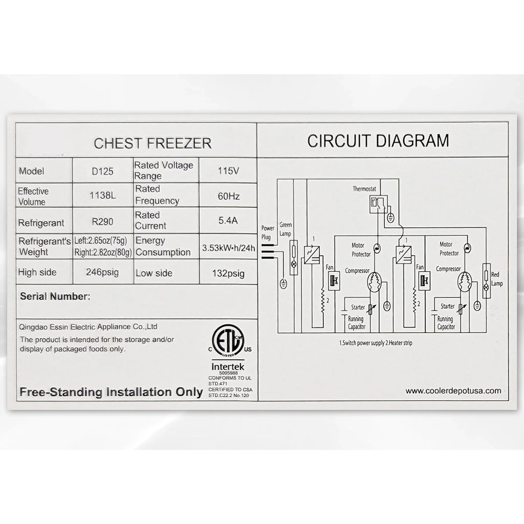 42 Cu.Ft. Chest Freezer, Deep Freezer with Top Open Three Door 106 in. Commercial Freezer NSF