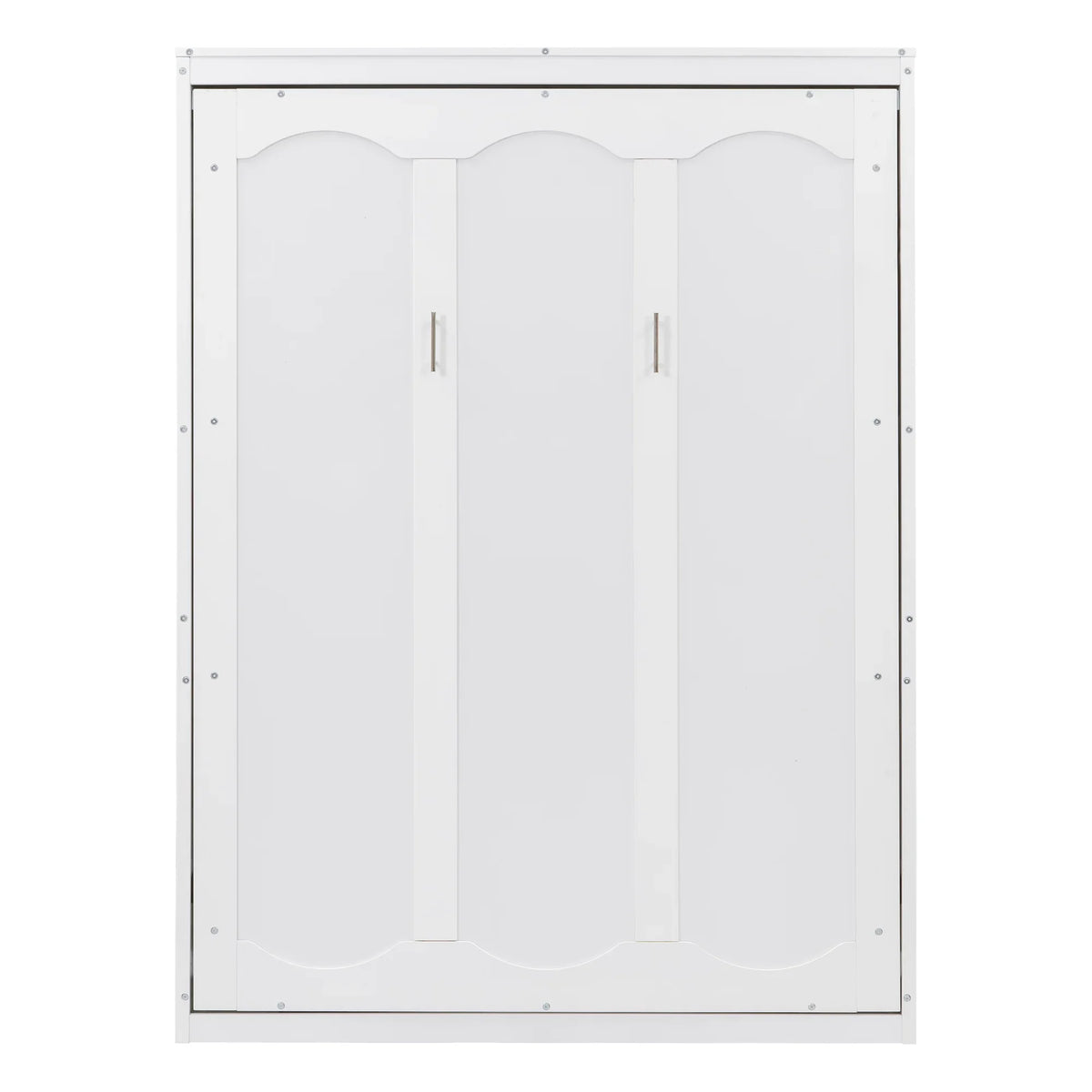 Harper & Bright Designs Full Size Murphy Bed with Shelves, Foldable Wall Bedframe w/Flexible Slats Support, Space-Saving Design, Can Be Folded Into Cabinet, White