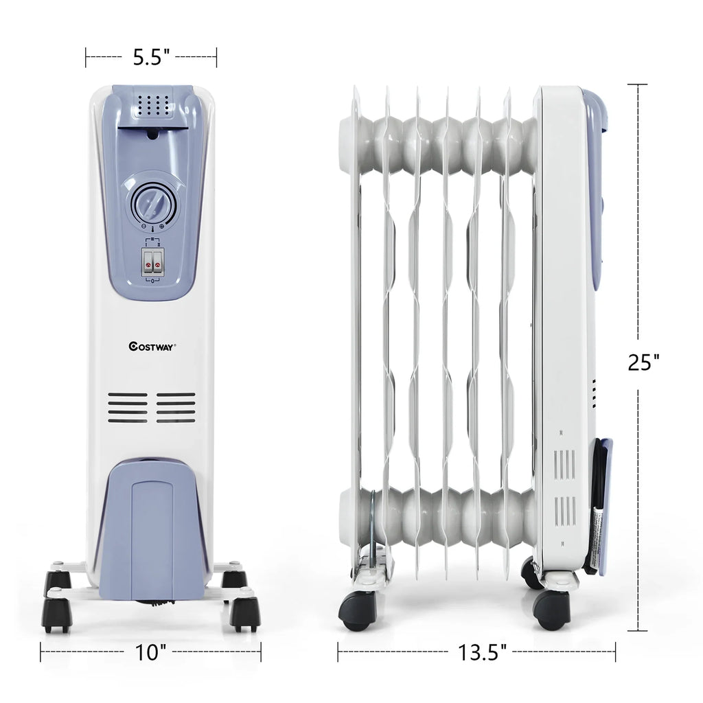 Costway 1500W Electric Oil Filled Radiator Space Heater 7-Fin Thermostat Room Radiant