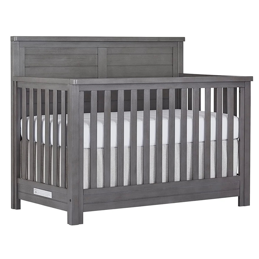 Evolur Belmar Flat 5-in-1 Convertible Crib. Rustic Grey