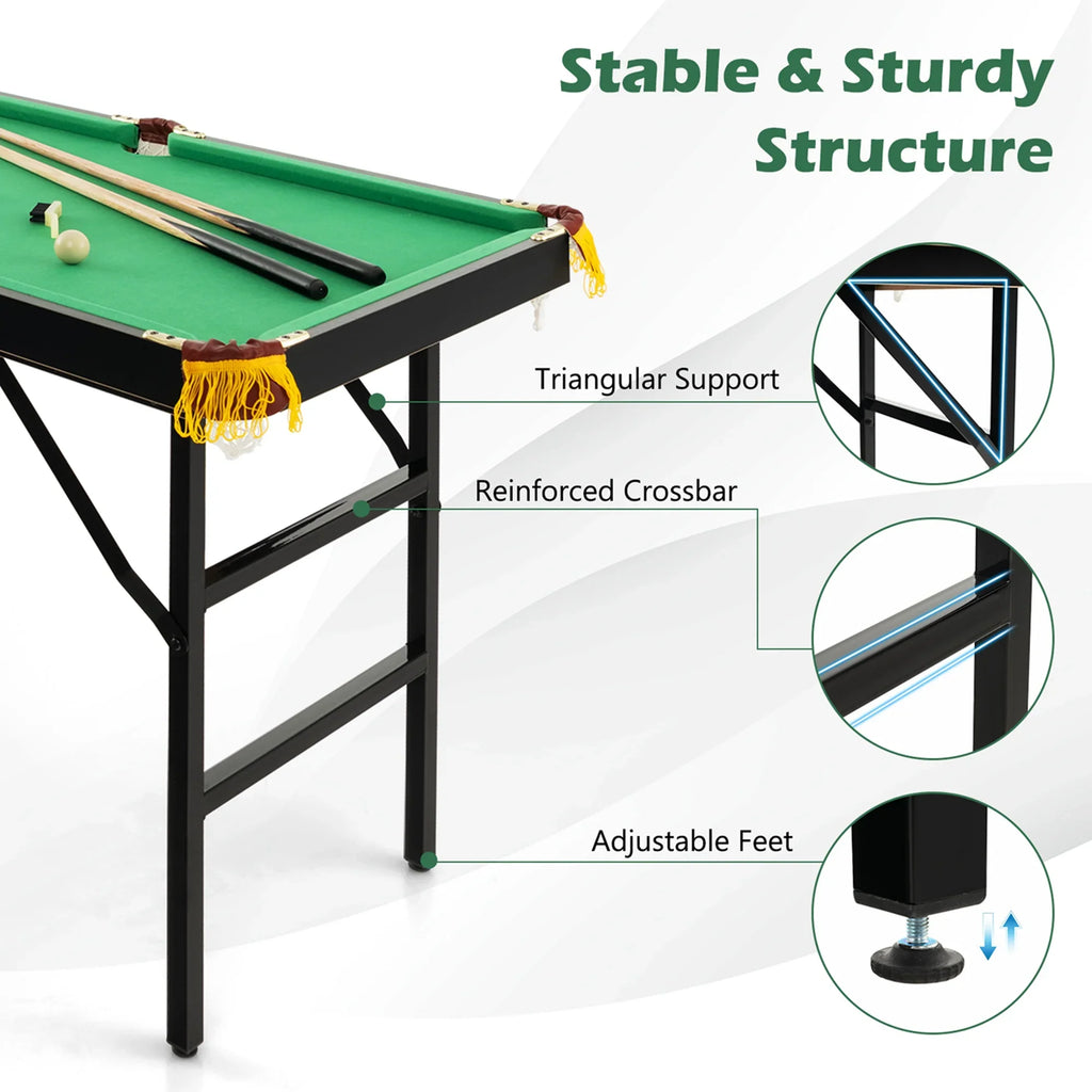 Costway 47" Folding Billiard Table Pool Game Table for Kids w/ Cues & Chalk & Brush