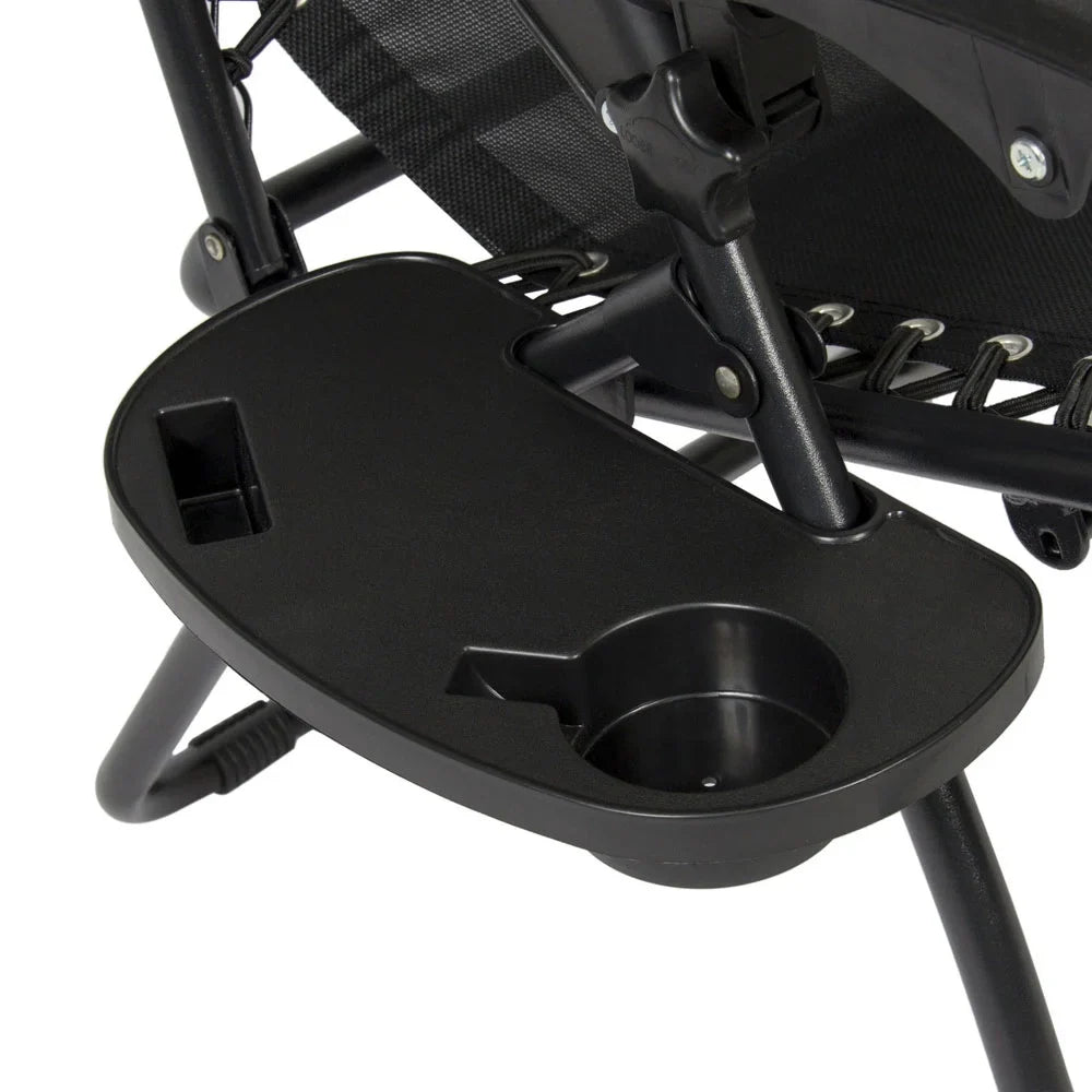 GoDecor Black 2 Pieces Zero Gravity Lounge Chairs with Saucer