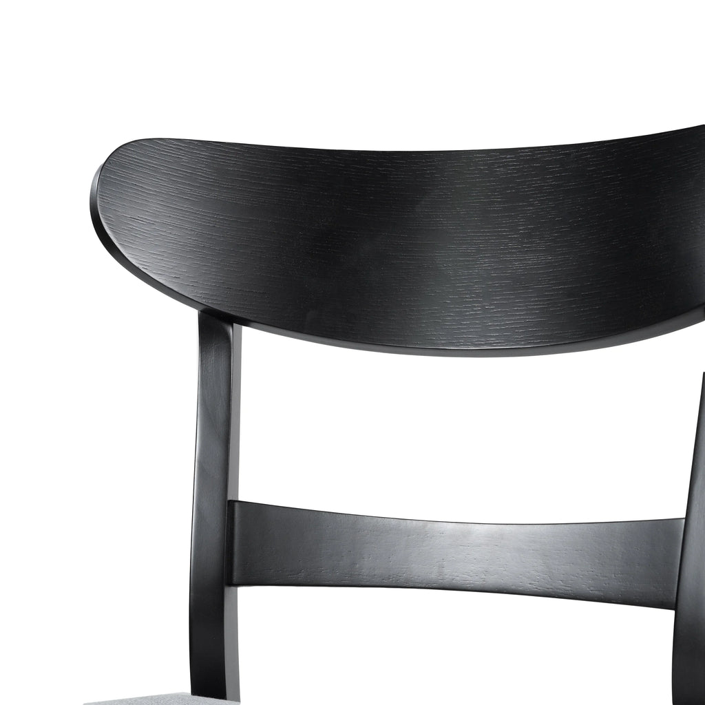 GDFSTUDIO Mid Century Modern Fabric Upholstered Rubberwood Dining Chairs, Set of 2, Dark Gray and Walnut