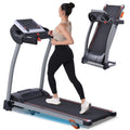 EUROCO Folding Treadmill with 7.5mph Speed, Portable Running Walking Compact Exercise Machine with 12 Preset Program, 3-Level Incline, Device Holder and Pulse Sensor for Home