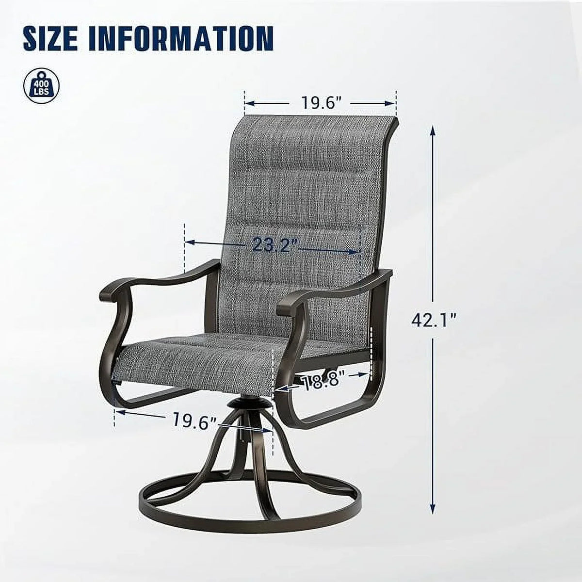 UDPATIO High Back Outdoor Dining Chairs Set of 2, All Weather Swivel Patio Chairs, Breathable Garden Outdoor Furniture for Backyard Deck