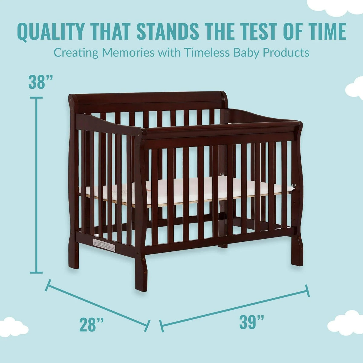 Dream On Me Aden 4-in-1 Convertible Mini Crib Espresso