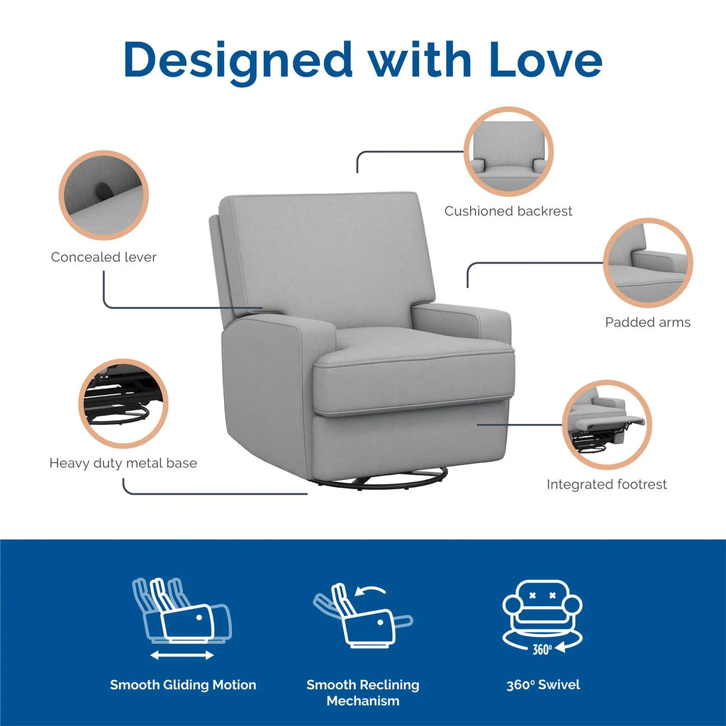 Baby Relax Rylan 4-in-1 Swivel Glider Rocker Recliner Chair