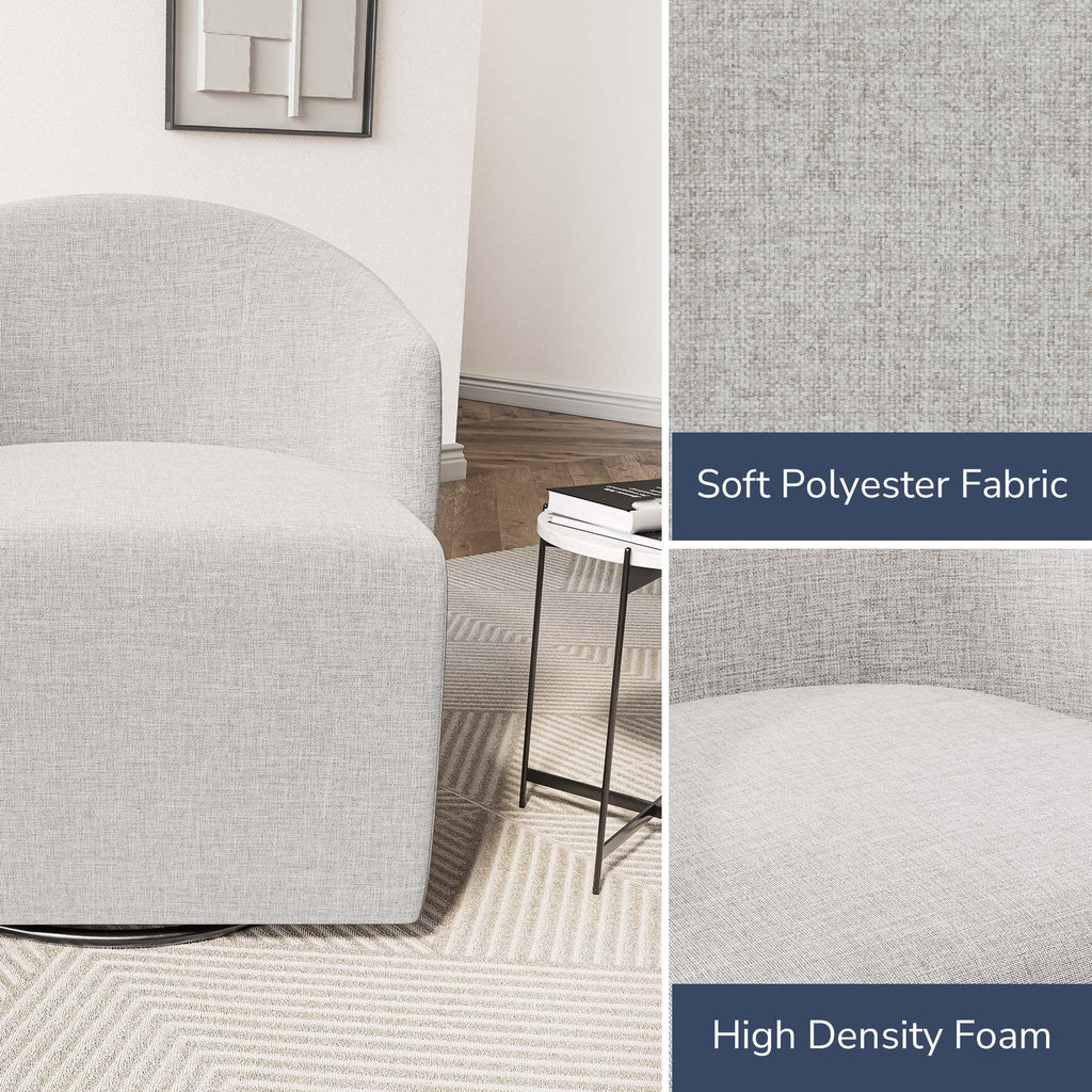 BELLEZE Swivel Accent Chair, Modern Upholstered Swivel Armchair 360 Degree Barrel Chair Comfy Corner Chair for Living Room Bedroom [Set of 2] - Malta (Light Grey)