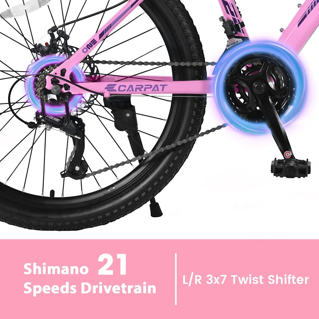 Ecarpat 26 Inch Mountain Bike Adults Womens Mountain Bicycles with Dual Disc Brakes Shimano 21-Speed Full Suspension MTB Bicycles for Outdoor Commuting Exercise, Multi Colors
