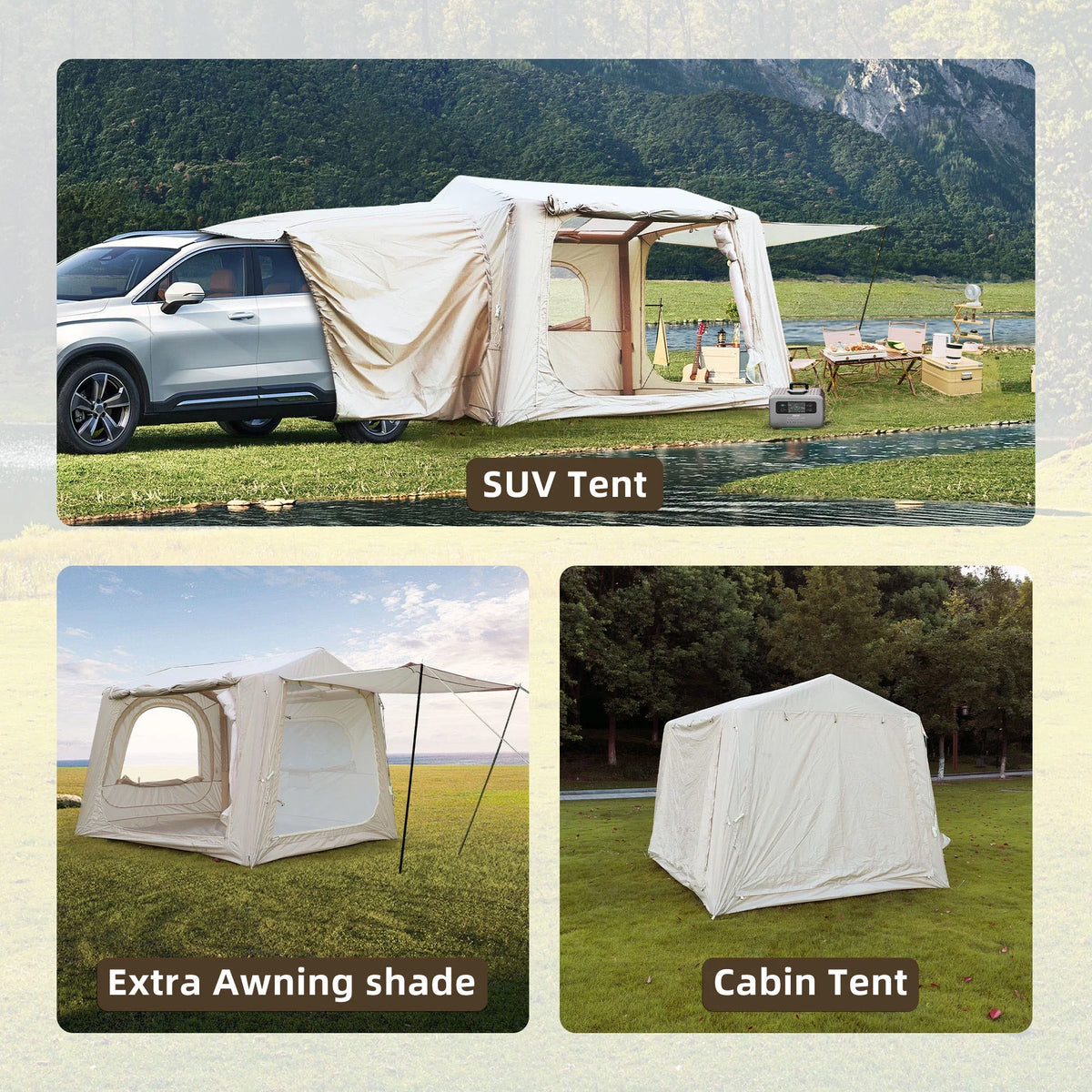 CQSXDA Easy Setup Inflatable SUV Tent in Waterproof Oxford Fabric for 4 Season Camping - Accommodates 6 to 8 People