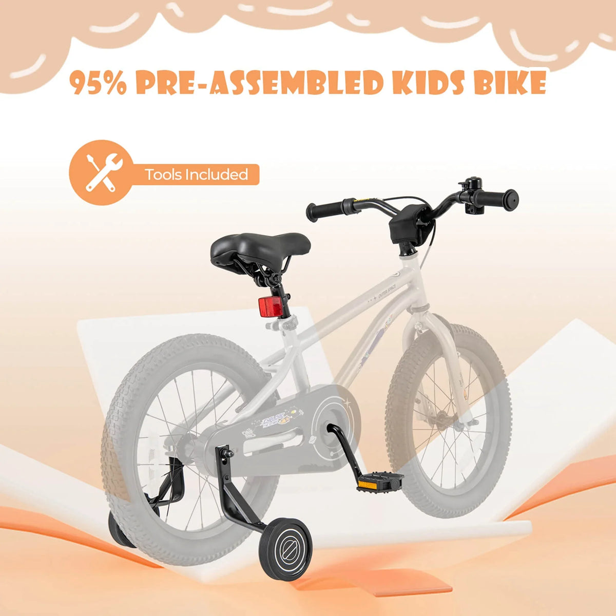 Costway 16-Inch Kid’s Bike for 4-7 Years Old with Adjustable Saddle & Anti-slip Handlebar Black