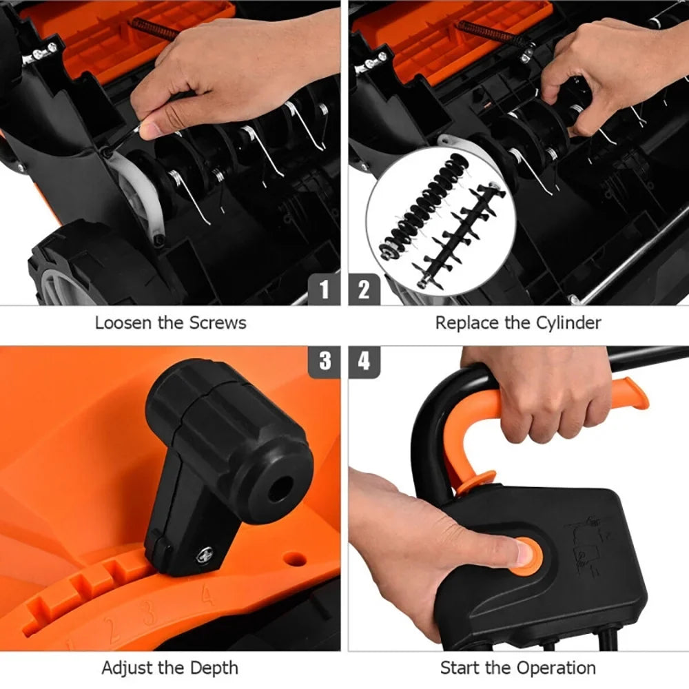 GVN 13 Inch 12 Amp Electric Scarifier with Collection Bag and Removable Blades-Orange