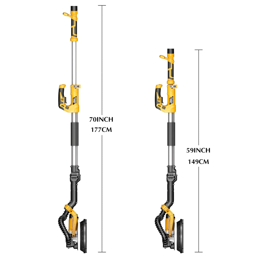 ZHJAN Electric Drywall Sander with Vacuum - Heavy Duty 880W, 5-Speed 1000-2100RPM, Extendable Handle, 12 Discs & Dust Bag, LED Light (59")