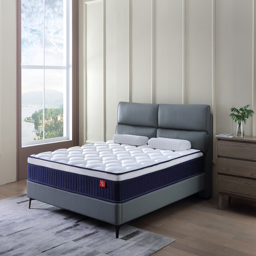 Twin Mattress,Hybrid Innerspring and Memory Foam Mattress in a Box,Medium Firm Support with Cooling Fabric,CertiPUR-US Certified,75"x39"x6",White+Blue