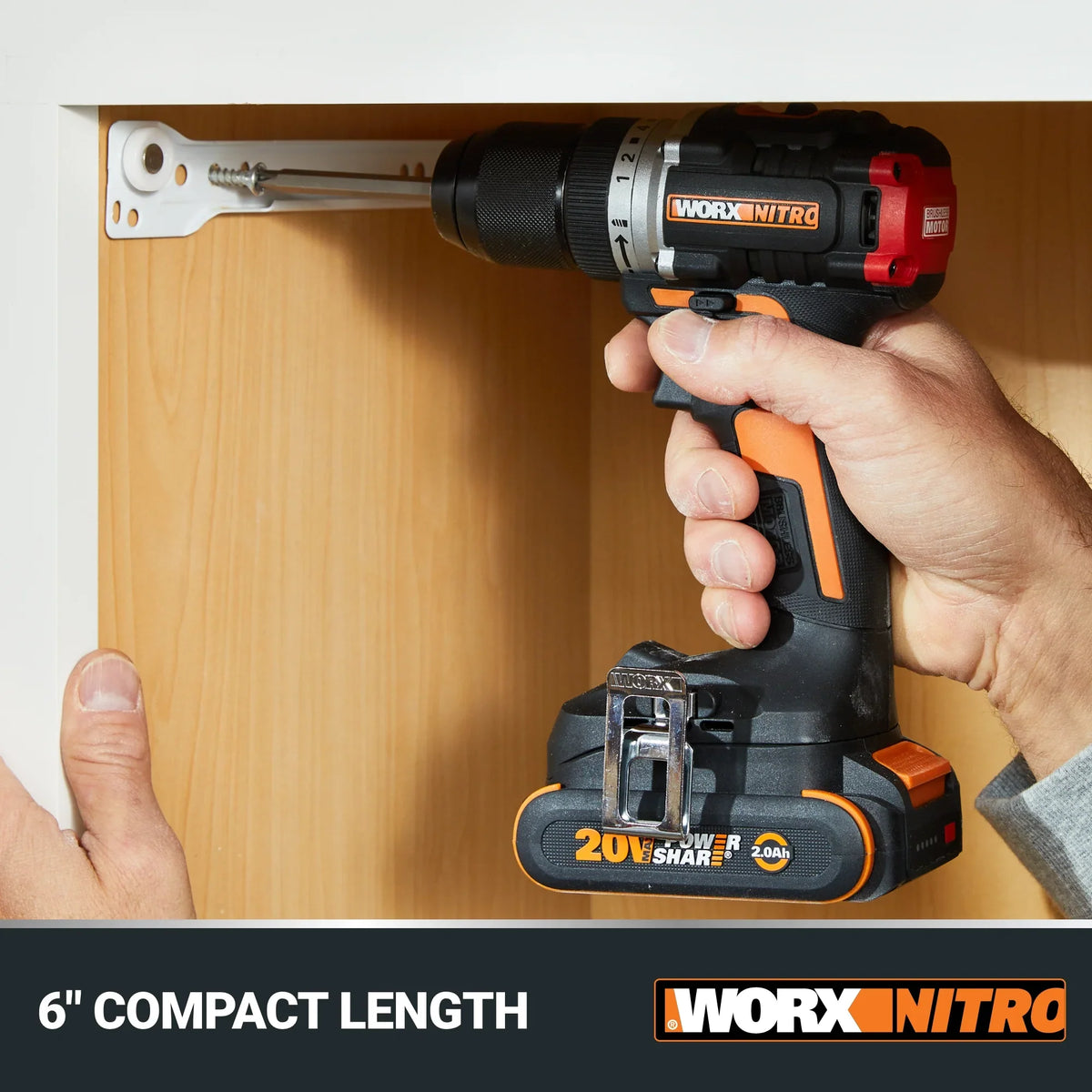 Worx Nitro WX130L.9 20V Compact Brushless 1/2" Drill/Driver (No Battery and Charger Included - Tool Only)