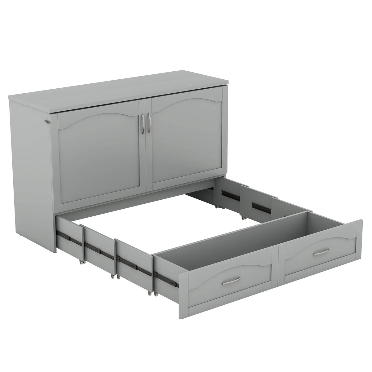 Harper & Bright Designs Full Size Murphy Bed with Shelves, Foldable Wall Bedframe w/Flexible Slats Support, Space-Saving Design, Can Be Folded Into Cabinet, White