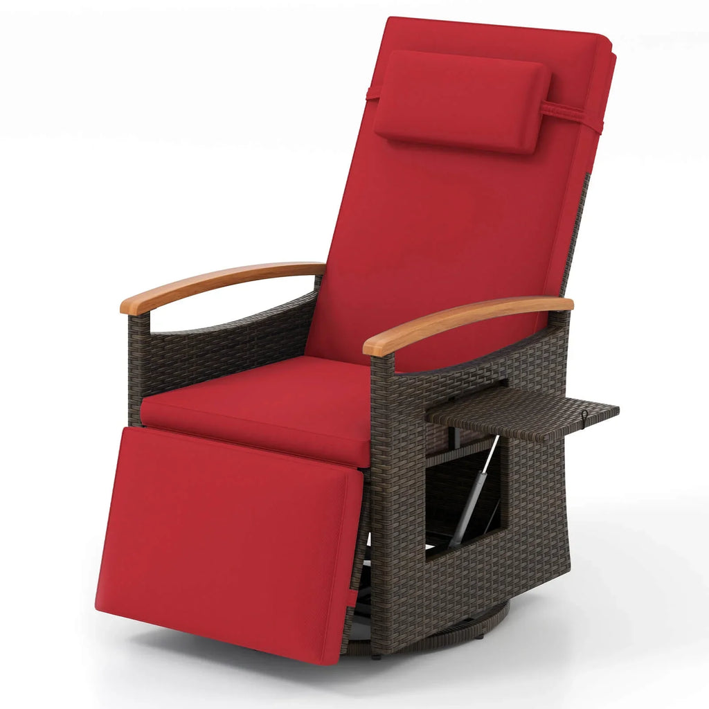 Costway Outdoor 360" Swivel Rattan Recliner Chair Patio Wicker Chaise Lounge Chair Beige