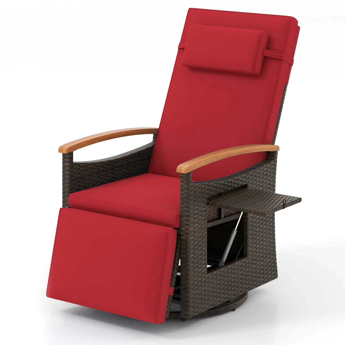Costway Outdoor 360" Swivel Rattan Recliner Chair Patio Wicker Chaise Lounge Chair Beige