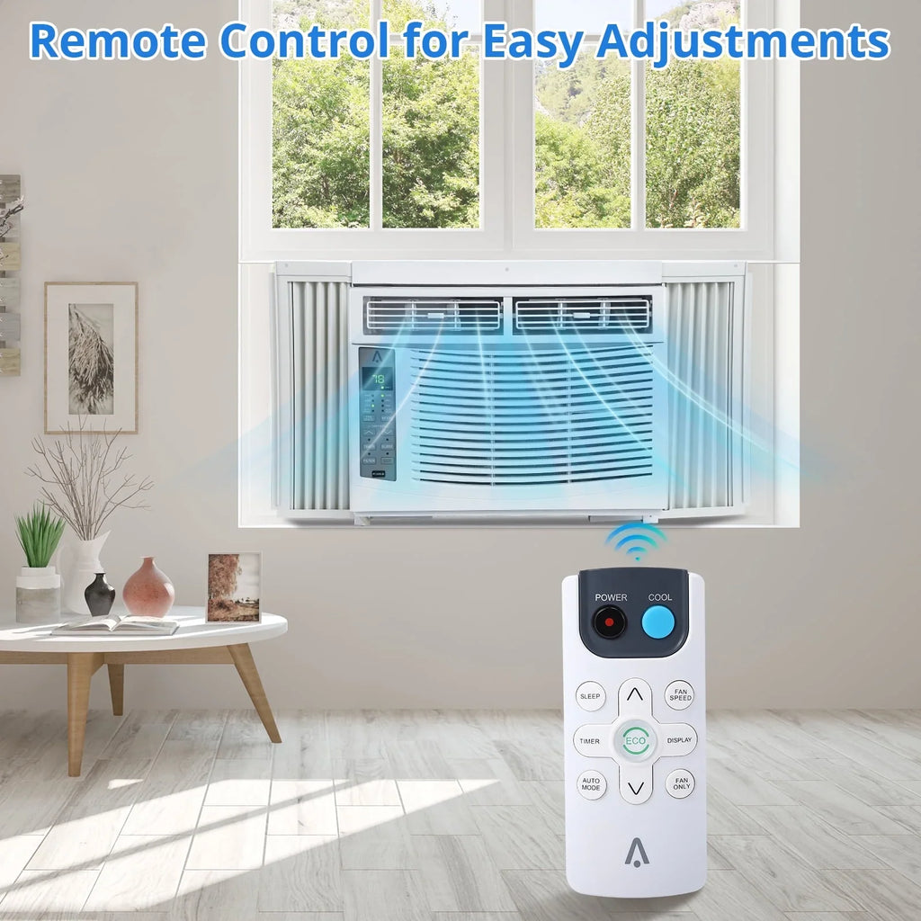 Lumiparty 6,000 BTU Window Air Conditioner, Cools 250 Sq.ft., Window AC Unit with Remote Control, Sleep Mode, Bedroom, Room, Office, White