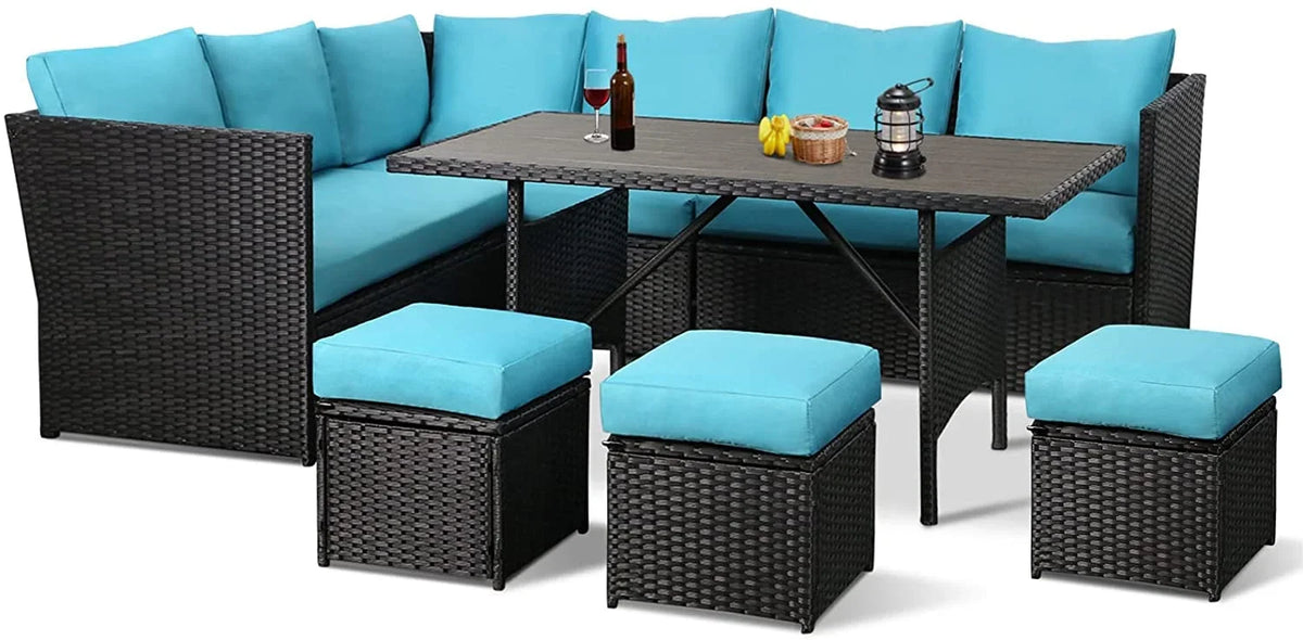 Danrelax 7-Piece Patio Conversation Set, Outdoor Sectional Sofa, PE Rattan Wicker Furniture, Steel Frame, Gray