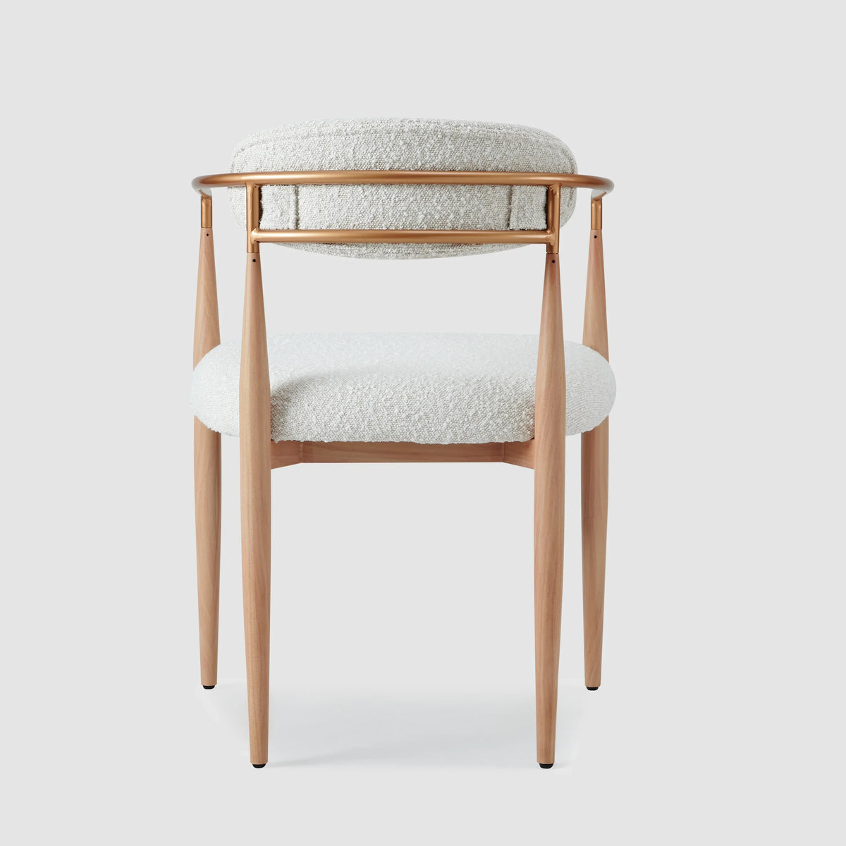 Set of 2 White Boucle Upholstered Dining Chair, Wood Grain Metal Frame Accent Chair for Kitchen Restaurant - Fortmok