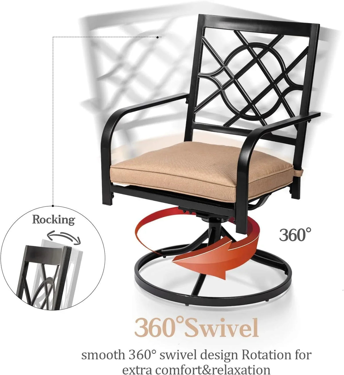 SUNCROWN 5-Piece Outdoor Wrought Iron Chairs and Table Patio Dining Furniture Set - 4 Stackable Metal Chairs, 1 Steel Slat Bistro Table and 1 Sky Blue 9Ft Patio Umbrella for Garden Backyard Deck