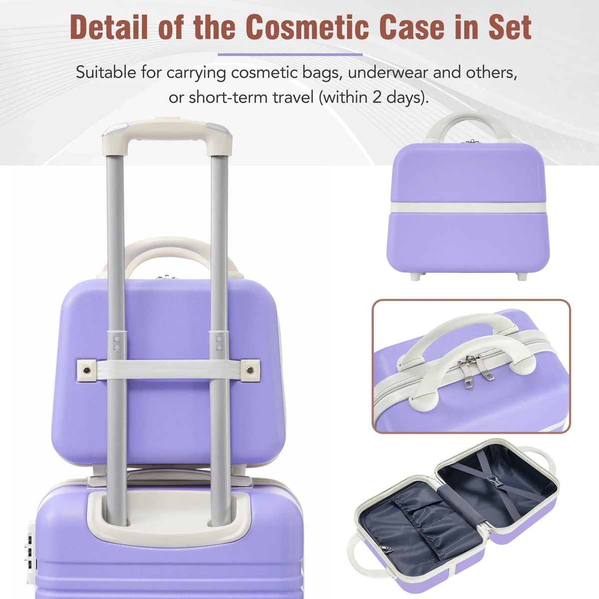 4 Piece ABS Hard Shell Luggage Sets with Cosmetic Case,Lightweight Suitcase with TSA Lock,Airline Certified Carry-on Luggage(20/24/28in),Green