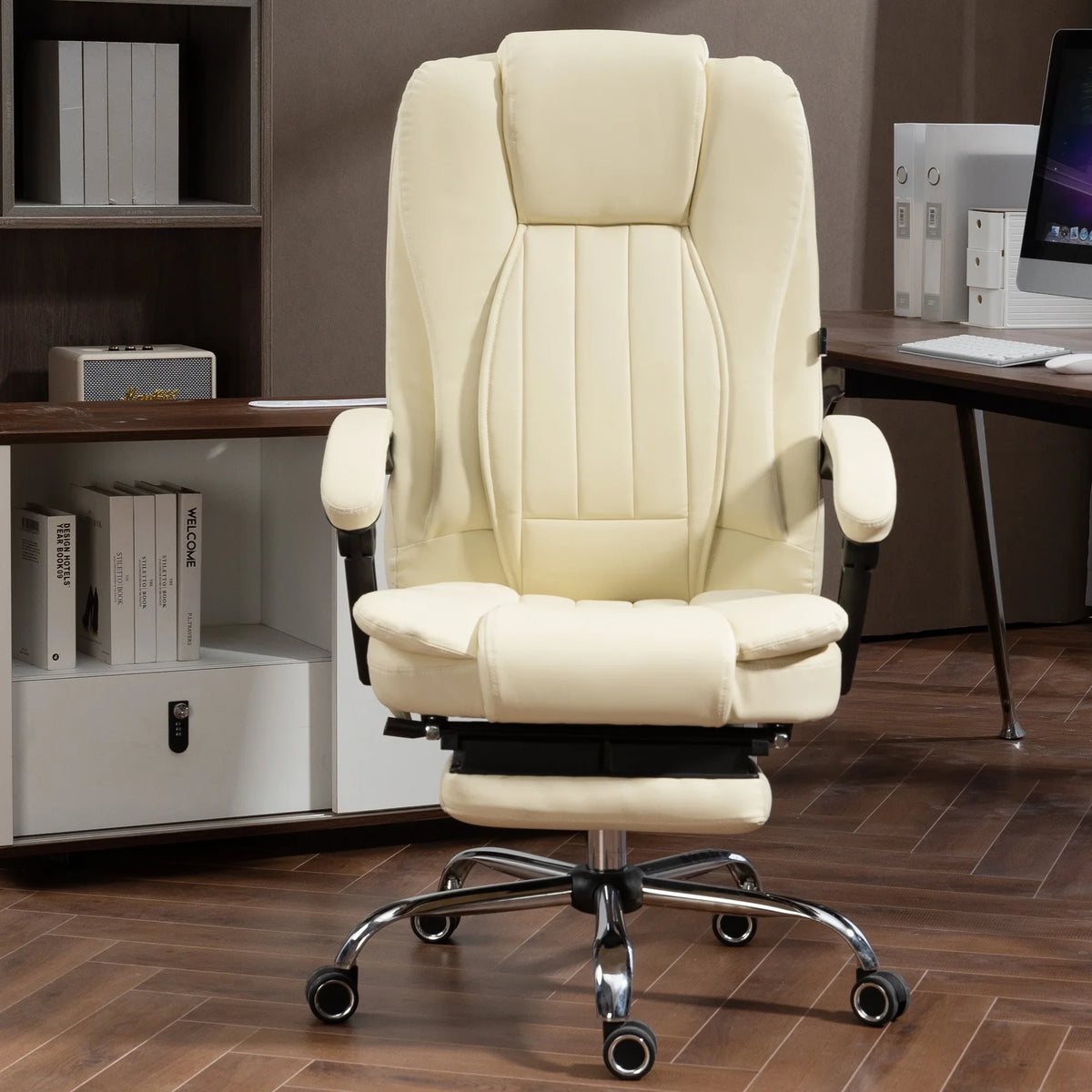 Kneading Massage Executive Office Chair With 40"-50" Heating, 160" Reclining Office Chair With Footrest, Ergonomic Chair With Backrest And 4 Mode Messgage Office Chair
