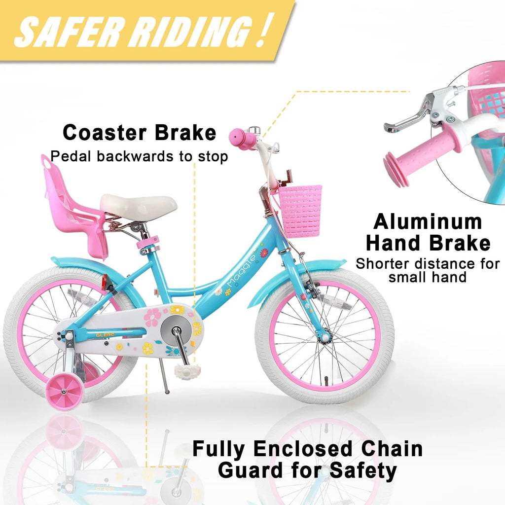 Glerc Maggie 12 inch Kids Girls Bike for Ages 2-4 Years Child, Peach