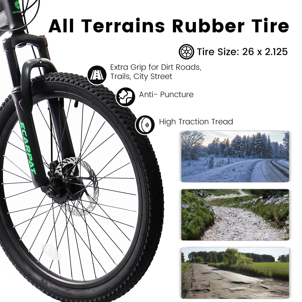 Juuar 26" Mountain Bike for Men, 21 Speed Disc Brake MTB, Full Suspension Steel Frame City Bike Bicycle for Adults, Gray