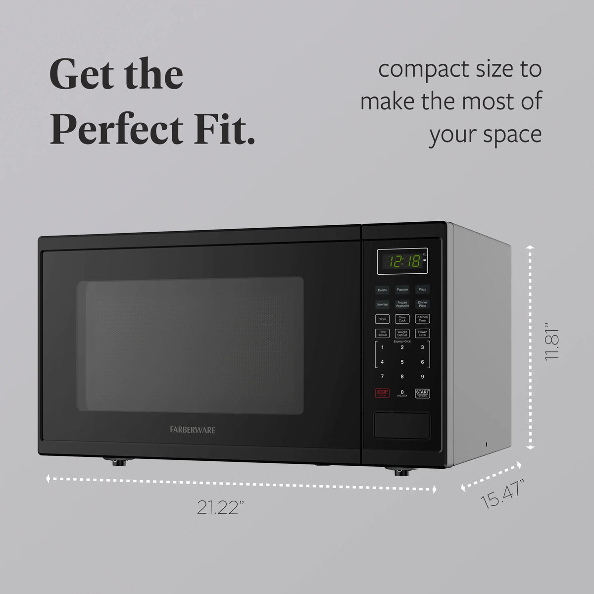 Farberware Countertop Microwave Ov 1100 Watts, 2.2 cu ft - Smart Sensor With LED Lighting and Child Lock - Perfect for Apartments and Dorms - Easy Clean Black Interior, Stainless Steel