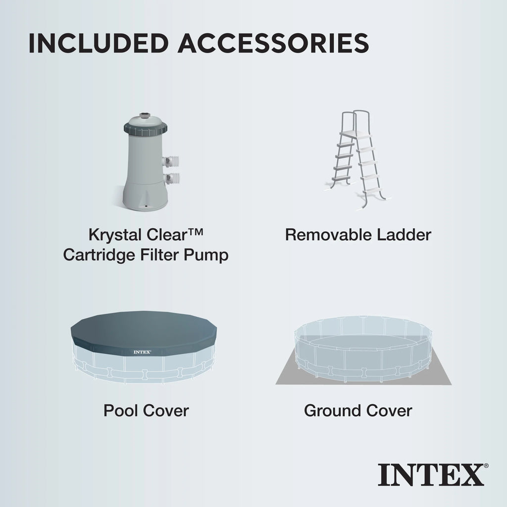 Intex Prism Frame 15' x 48" Pool Set with Ladder, Cover & Maintenance Kit