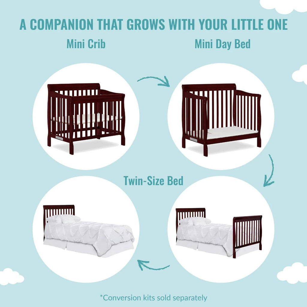 Dream On Me Aden 4-in-1 Convertible Mini Crib Espresso