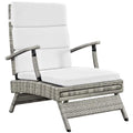 Modway Envisage Chaise Outdoor Patio Wicker Rattan Lounge Chair in Light Gray White