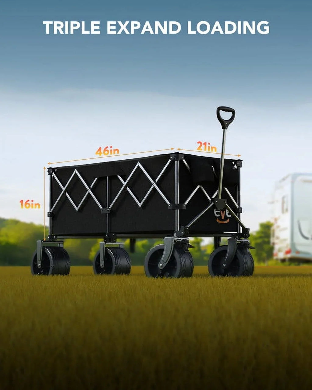 KEESTP Collapsible Wagon, 440LBS Heavy Duty Wagon Carts Foldable with Side Pocket and Brakes, 66 Gallon Large Capacity Foldable Wagon-gray