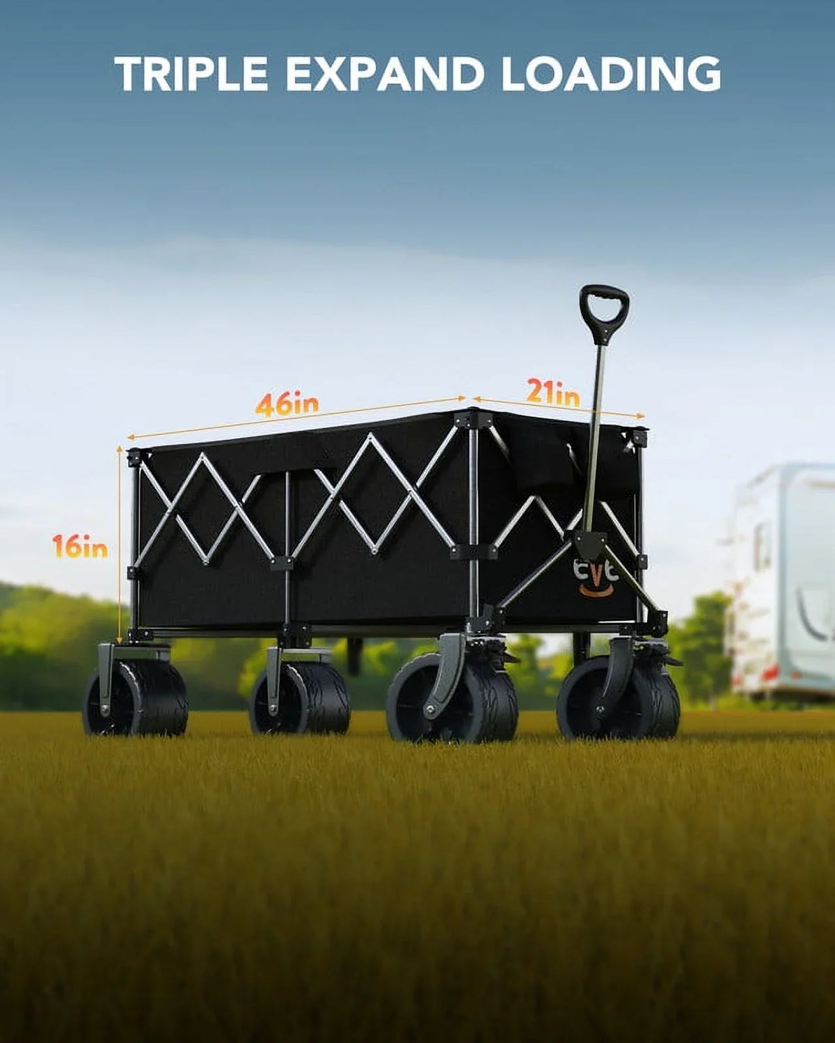 KEESTP Collapsible Wagon, 440LBS Heavy Duty Wagon Carts Foldable with Side Pocket and Brakes, 66 Gallon Large Capacity Foldable Wagon-gray