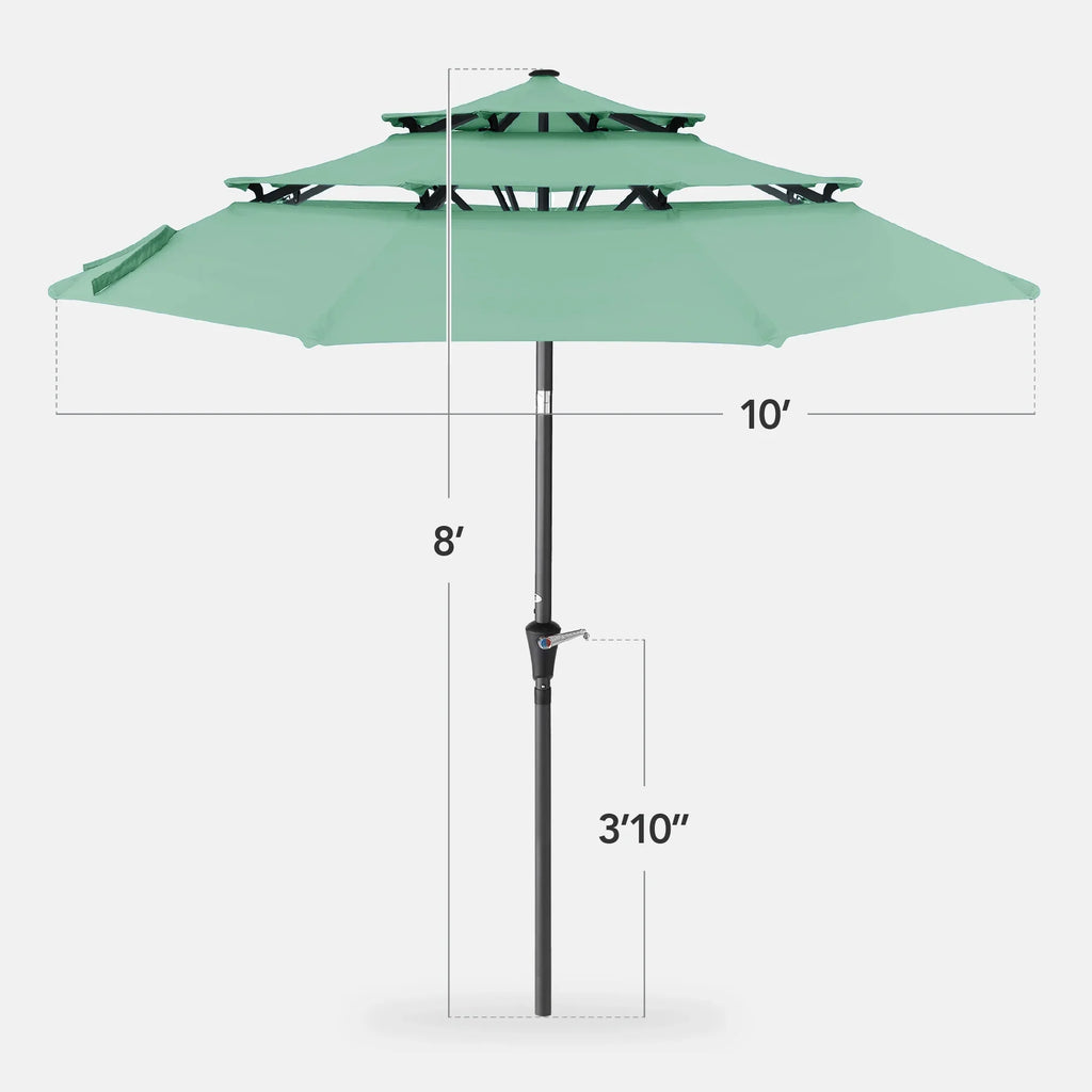 Best Choice Products 10ft 3-Tier Patio Umbrella, Market Sun Shade w/ Tilt Adjustment, Easy Crank - Red