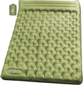 Double Sleeping Pad for Camping - 6" Ultra-Thick Camping Mattress with Pillow, Built-in Foot Pump, Compact 2-Person Portable Camping Mat for Backpacking, Hiking, Car Traveling, Beach, Tent