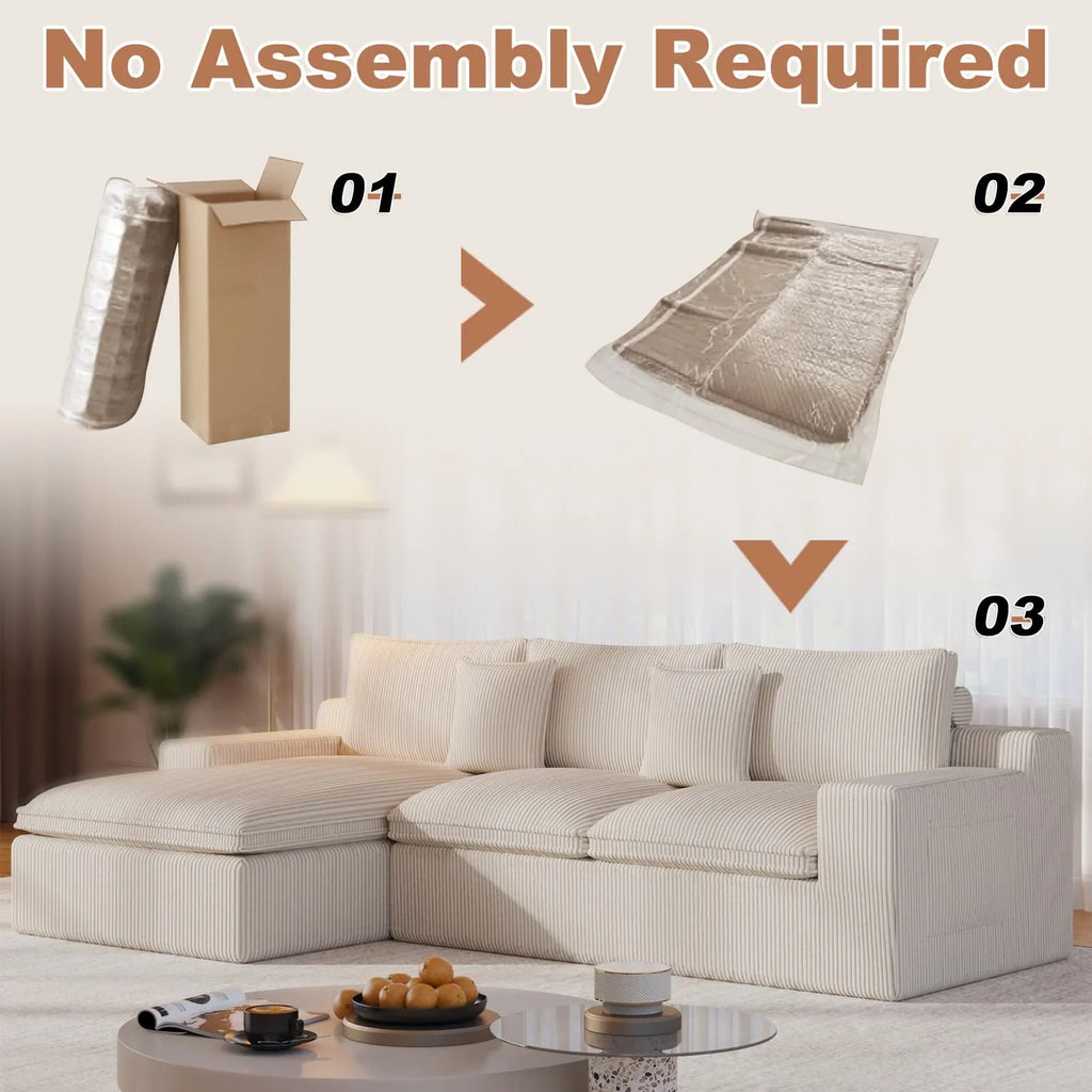108" Modular Sectional Sofa, Cloud Sectional Couch with Deep Seat, Modern Modular L-Shape Sofa Couch with Chaise,Upholstered Couches for Living Room Bedroom