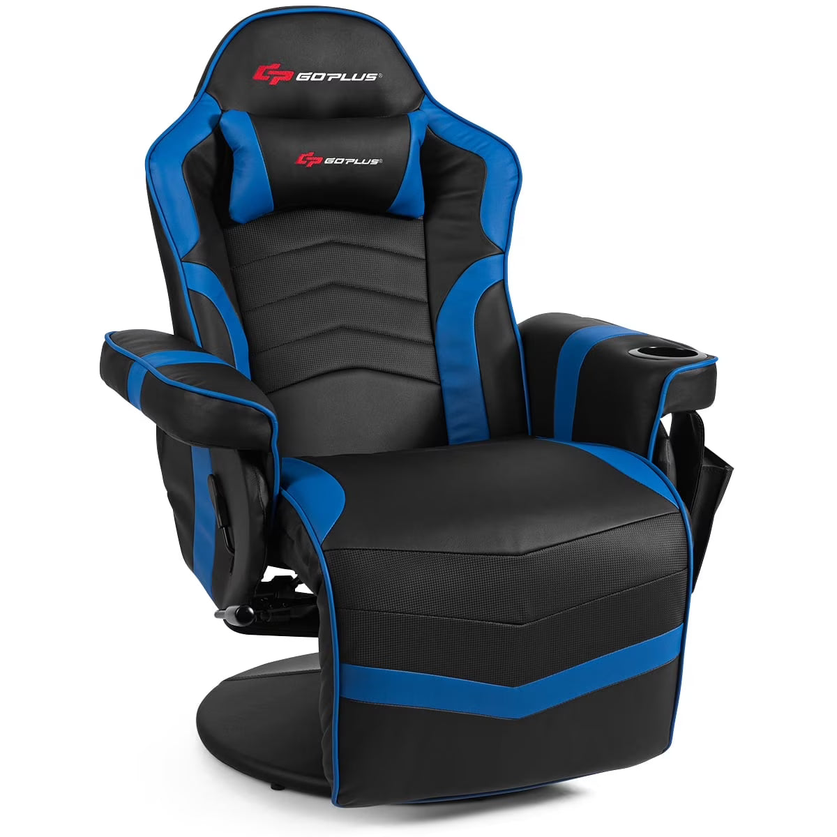 Goplus Massage Gaming Recliner Reclining Racing Chair Swivel Black