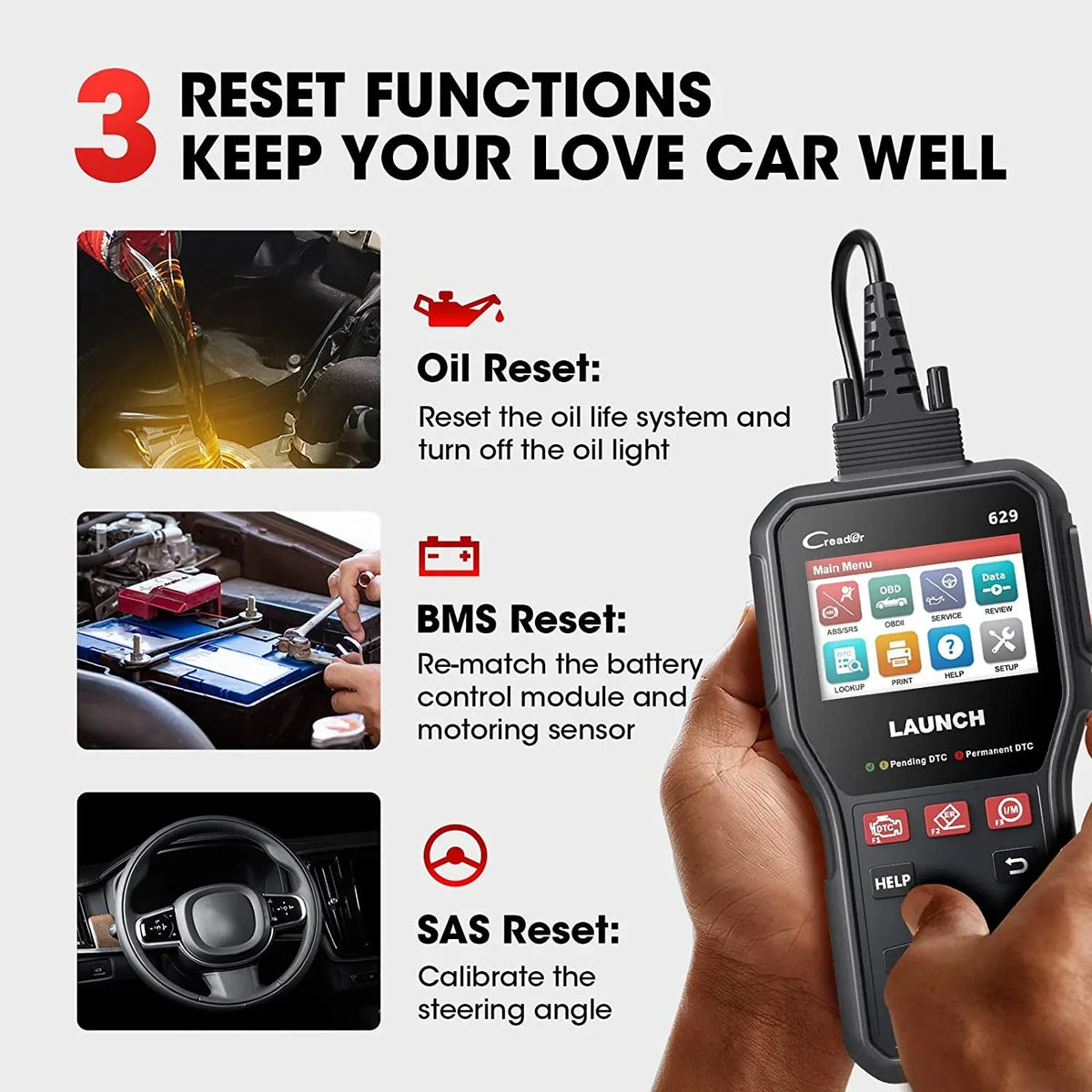 LAUNCH CR629 OBD2 Scanner, Car Diagnostic Tool Full OBD2 Functions Active Tests,Lifetime Free Update