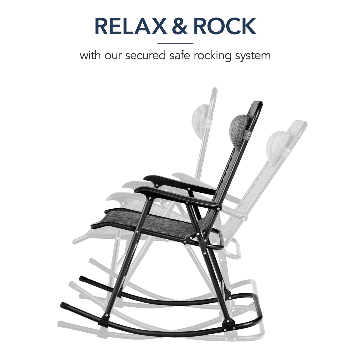 Best Choice Products Folding Outdoor Zero Gravity Rocking Lounge Chair w/ Headrest Pillow - Black
