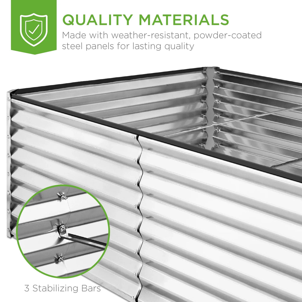 Best Choice Products 8x4x2ft Outdoor Metal Raised Garden Bed, Planter Box for Vegetables, Flowers, Herbs - Gray