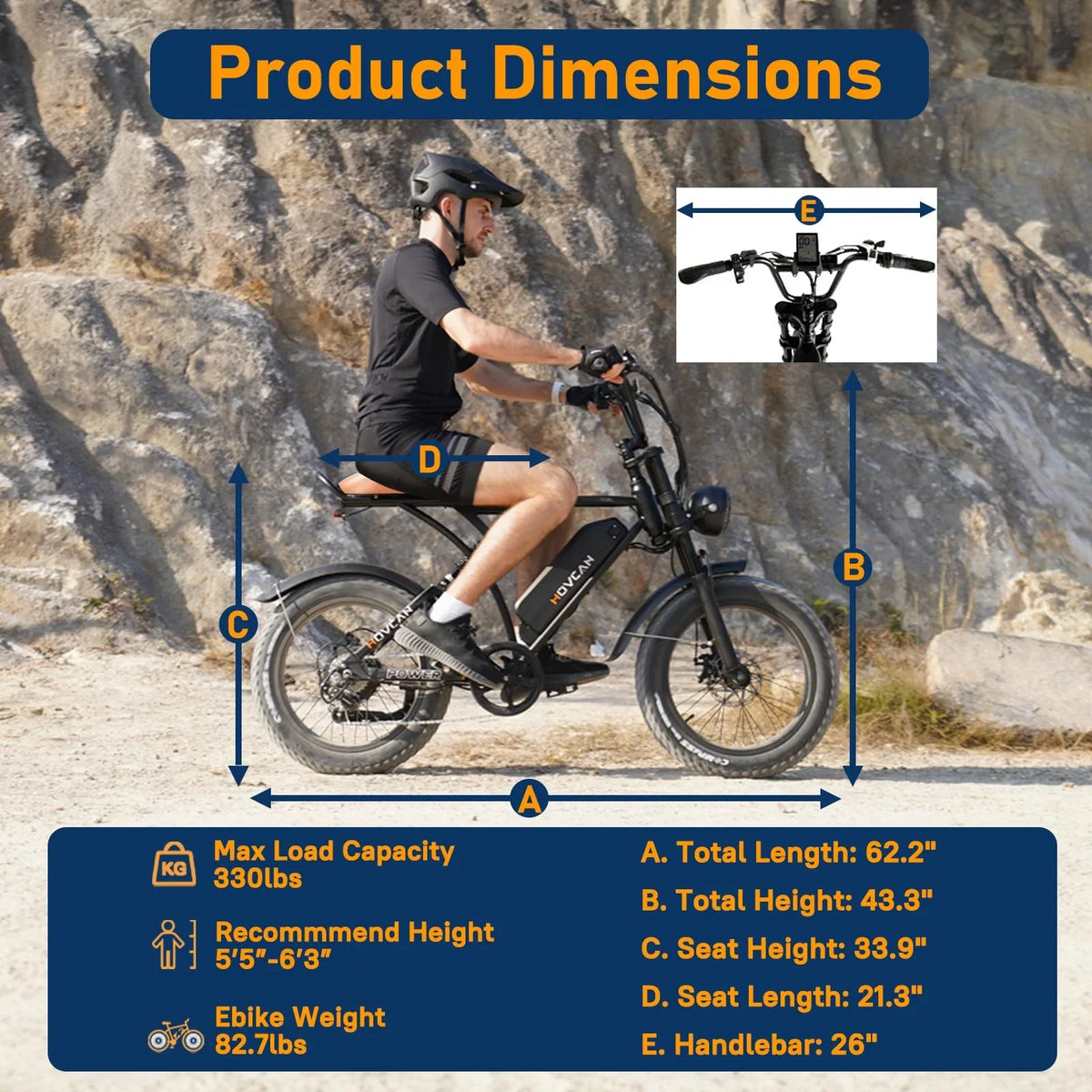 Movcan 20" Fat Tire Electric Bike for Adult, 750W Mountain Ebike, 48V 18.2Ah Removable Battery, 7 Speed Dual Hydraulic Brake E-Motorcycle Bike UL2849