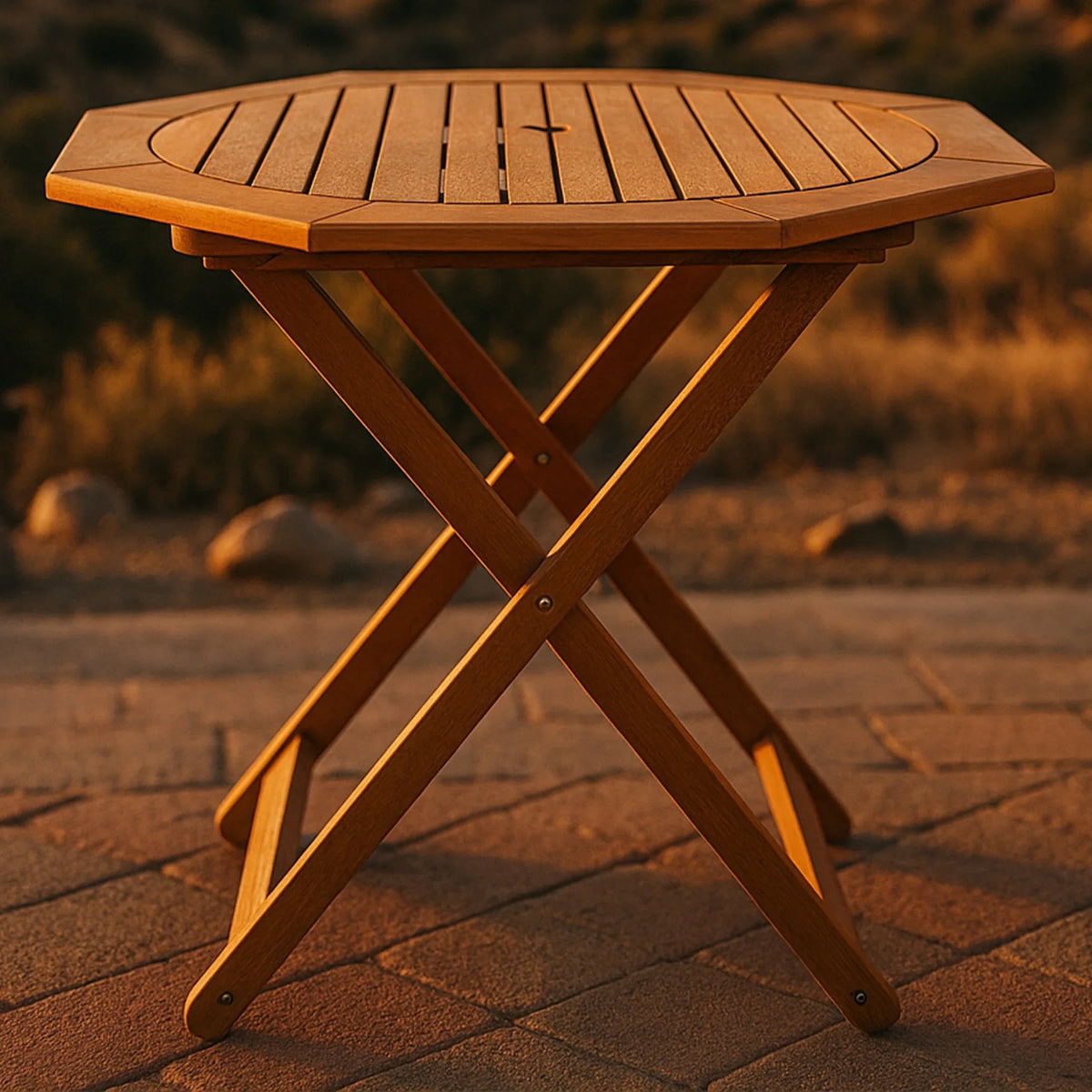 Sunnydaze 35.5" Meranti Folding Octagon Outdoor Dining Table