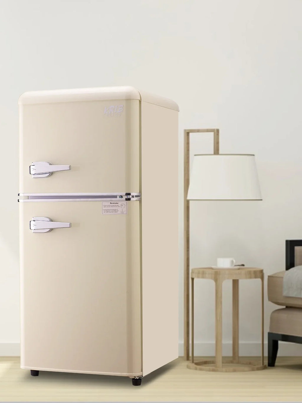 Krib B Compact Refrigerator 3.5 Cu.ft, Mini Fridge with Freezer, Modern Fridge with Dual Door, 7 Grade Temperature Adjustment, Silver