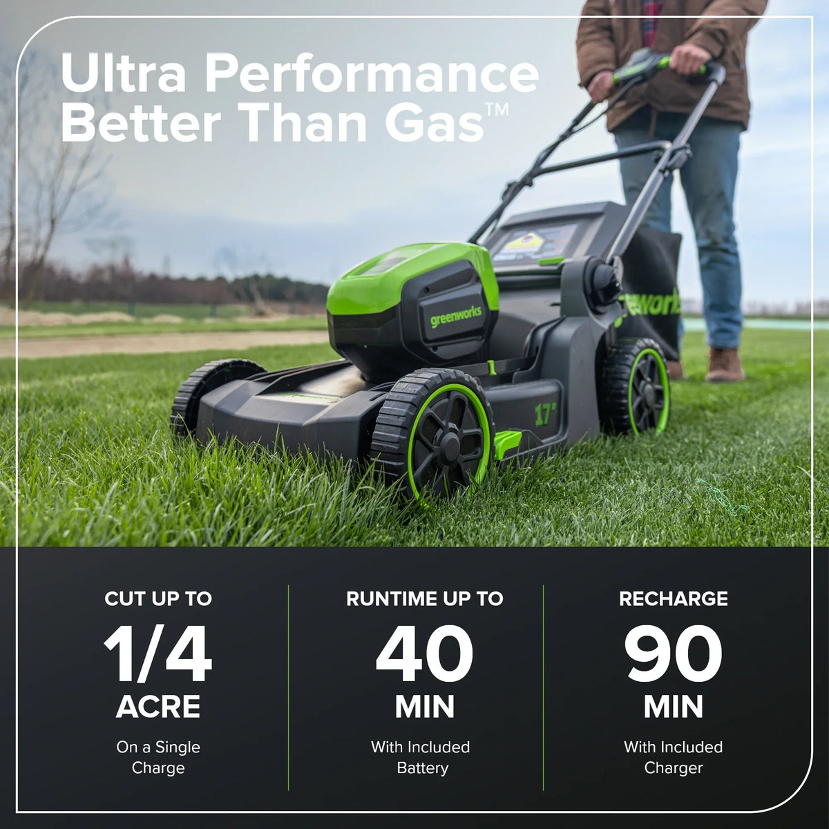Greenworks 60V 17" Cordless Battery Push Lawn Mower w/ 4.0Ah Battery & Charger