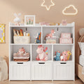 Toy Storage Organizer, Lofka Kids Bookcase with 3 Drawers & 6 Shelves for Nursery, Kids' Bedroom, White
