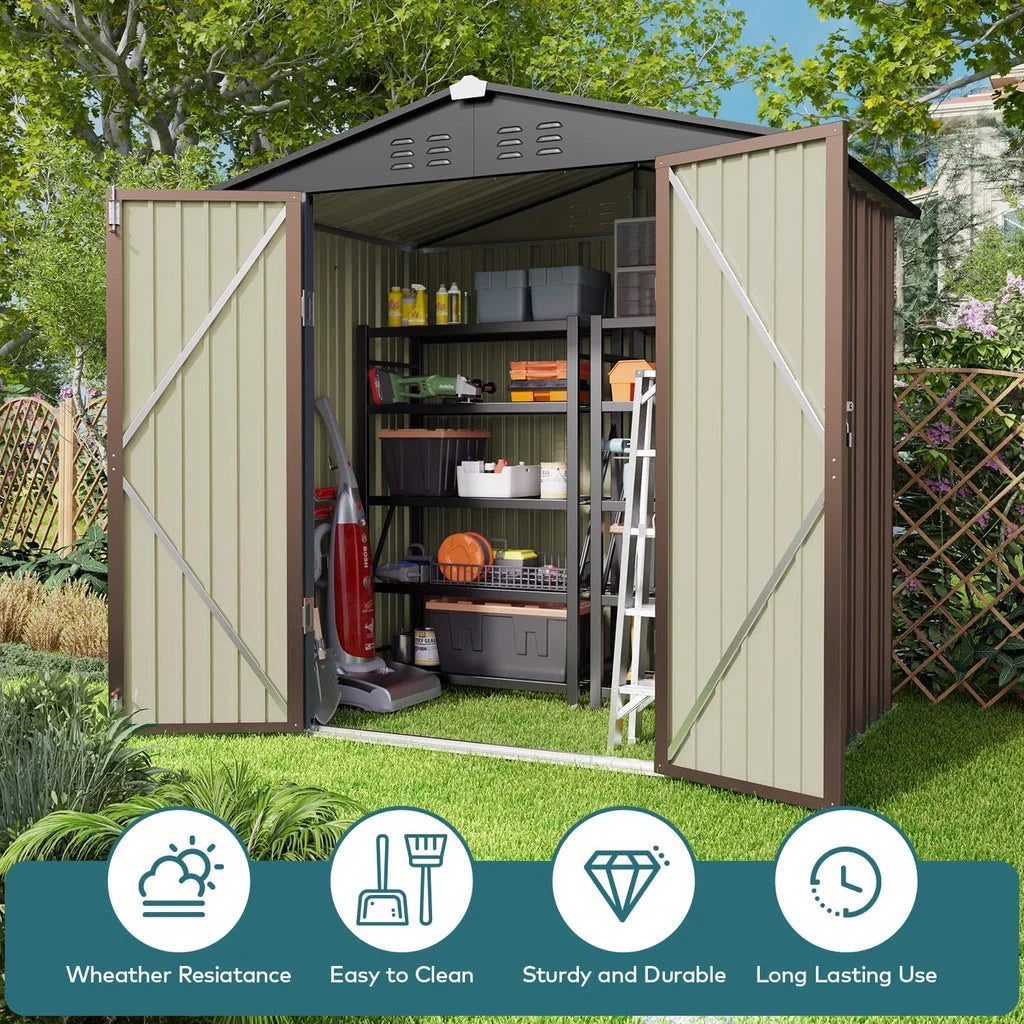 6' x 4' Outdoor Storage Shed on Sale, Aiho Shed & Outdoor Storage Clearance, Metal Storage Shed for Outside, Backyard, Garden & Patio - Dark Gray