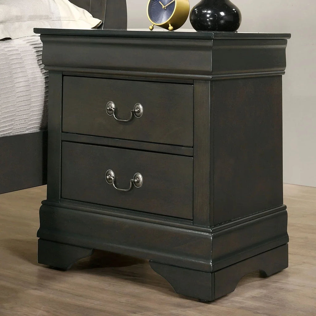 Transitonal Style Gray Solid wood 4pc Bedroom Set Full Size Bed Dresser Mirror Nightstand Master Bedroom Furniture